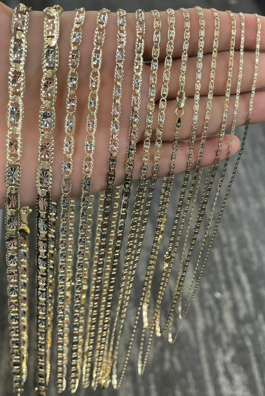 10kt Tri-Color Valentino Chain