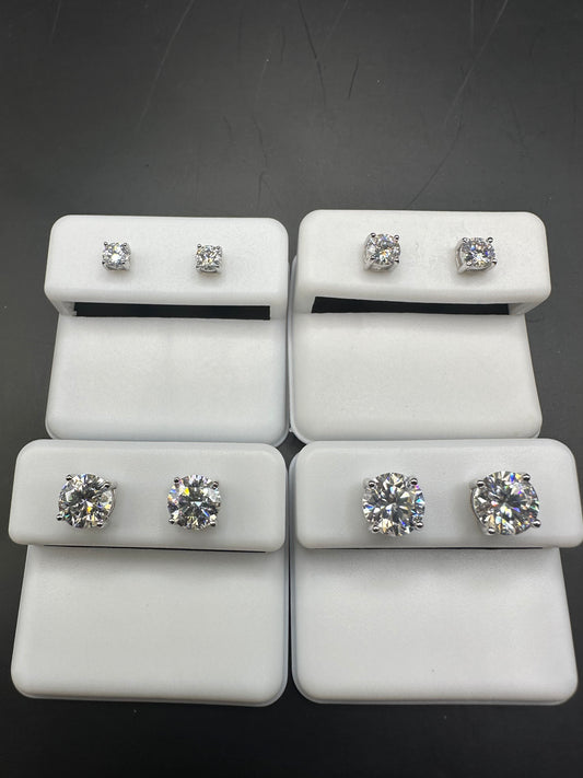 Sterling Silver Solitaire Moissanite Studs
