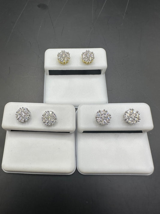 Sterling Silver Halo Moissanite Studs