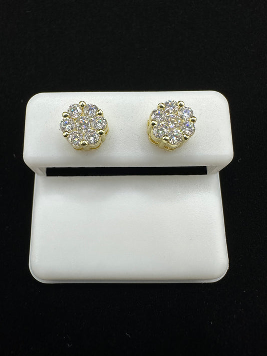 Sterling Silver Flower Set Moissanite Studs