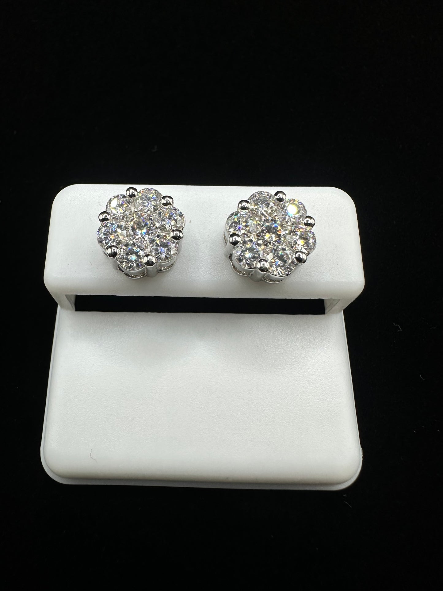 Sterling Silver Flower Set Moissanite Studs