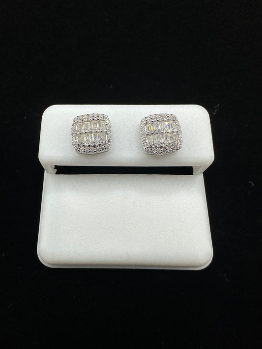 Sterling Silver Fancy Set Moissanite Studs